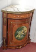 Reproduction Venetian Demilune Style Corner Cabinet With Marble Top