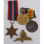 Set Of Three British Medals And One Artillery Cap Badge