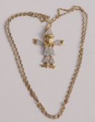 Lady's 9ct Gold And Diamond Articulated Clown Pendant And Chain