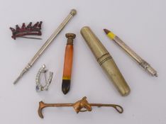 Selection Of Seven Items Including Seal And Brooches