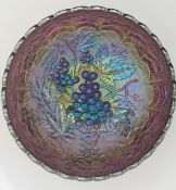 Beautiful Imperial Grape And Leaves Carnival Glass Bowl
