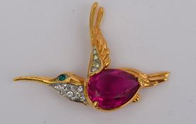 Pretty Designer Style Hummingbird Brooch - Swarovski Crystals