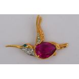 Pretty Designer Style Hummingbird Brooch - Swarovski Crystals