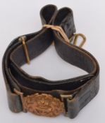 Vintage Naval Military Leather Belt And Brass Buckle
