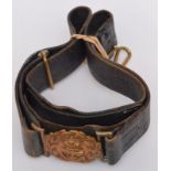 Vintage Naval Military Leather Belt And Brass Buckle