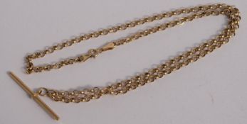 Lady's 9ct Gold Albertina Chain And T Bar