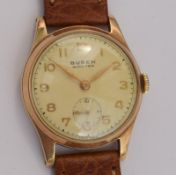 Vintage Buren Grand Prix 9ct Gold Watch