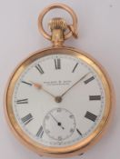 Walker And Sons 9ct Gold Open Face Pocket Watch