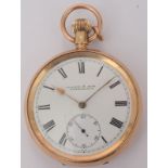 Walker And Sons 9ct Gold Open Face Pocket Watch