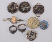 Collection Of Silver And Enamel WW1 Military Buttons And Badges