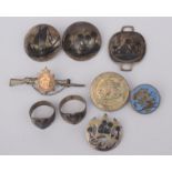 Collection Of Silver And Enamel WW1 Military Buttons And Badges