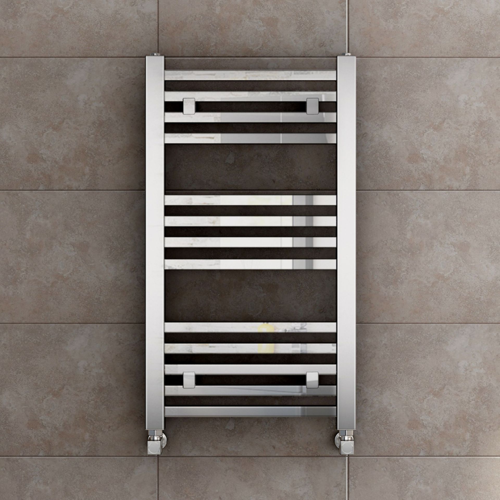 (ZL50) 800x450mm Chrome Square Rail Ladder Towel Radiator. Made from low carbon steel with a high