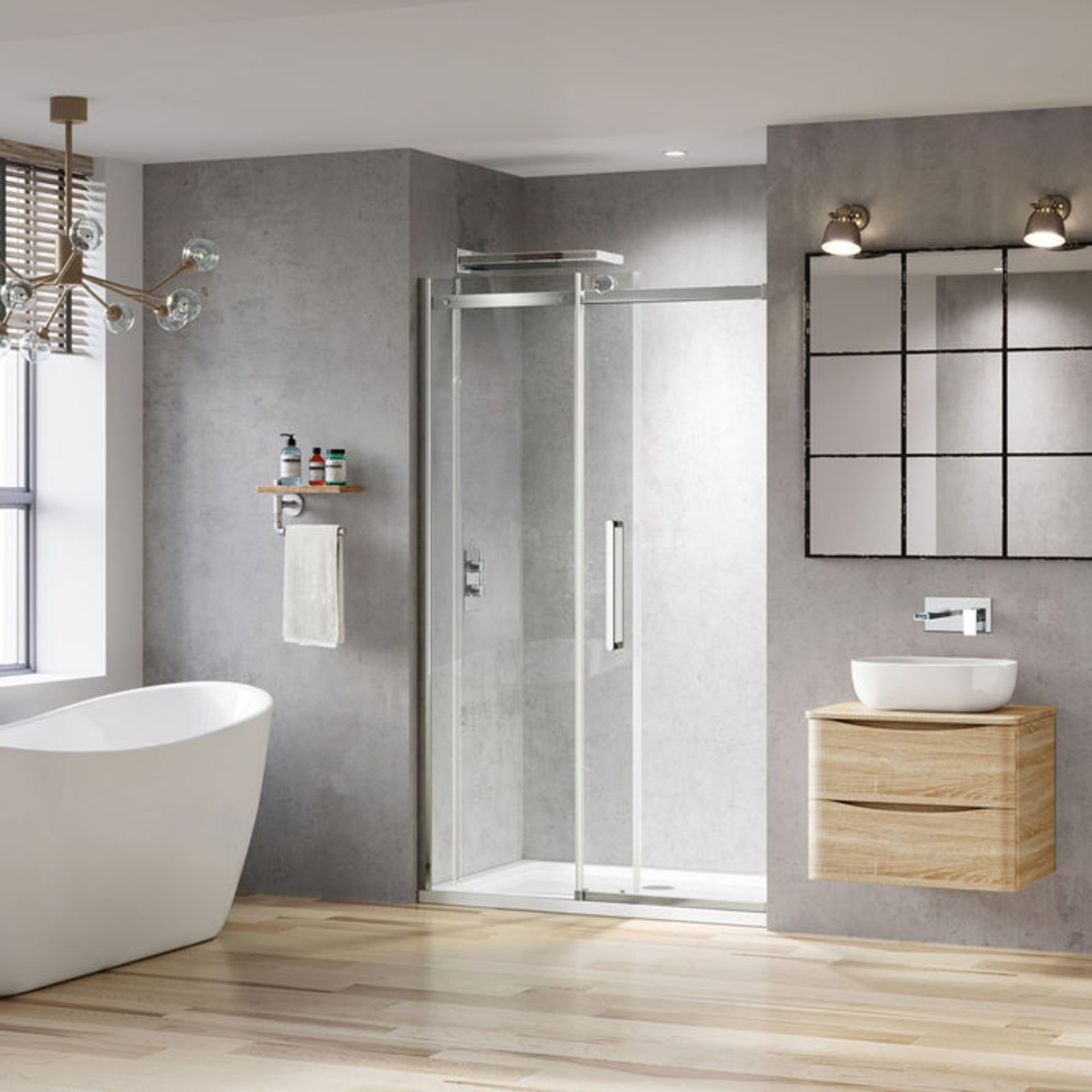 (ZL22) 1100mm - 8mm Designer Frameless EasyClean Sliding Shower Door . RRP £363.99. 8mm EasyClean - Image 3 of 4