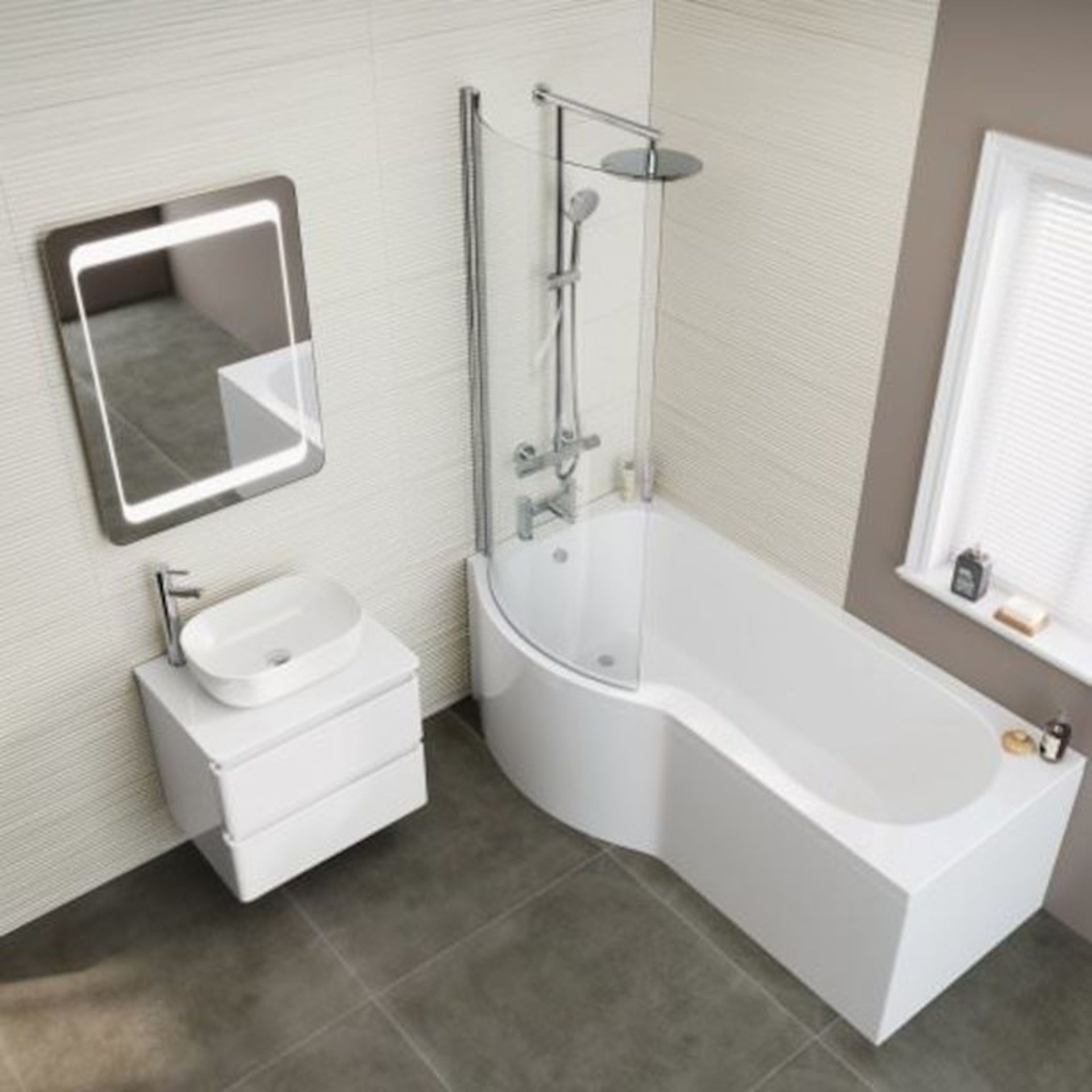 1700x850mm - Left Hand P-Shaped Bath with Screen & Front Panel (Excludes End Panel). - Image 4 of 5