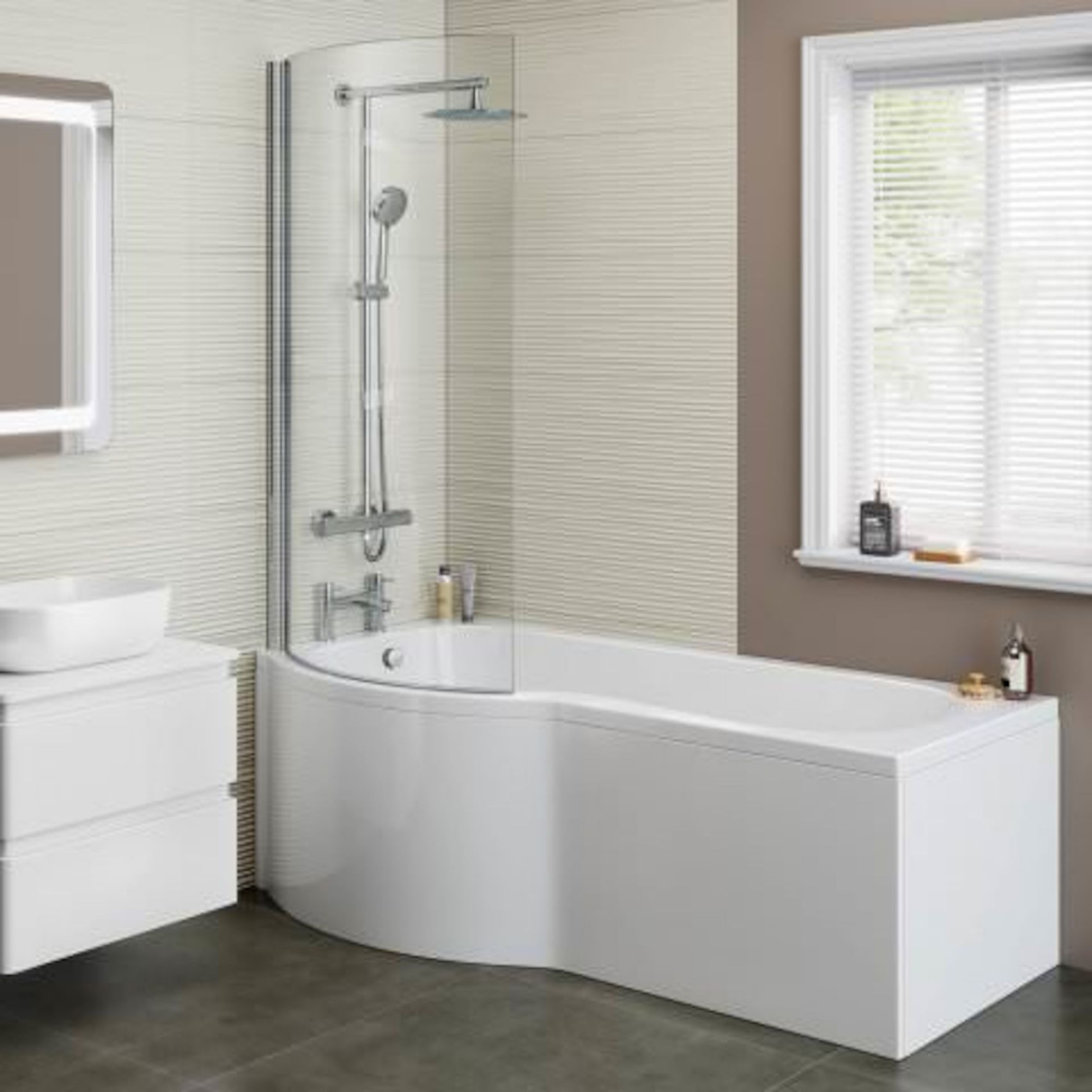 1700x850mm - Left Hand P-Shaped Bath with Screen & Front Panel (Excludes End Panel).