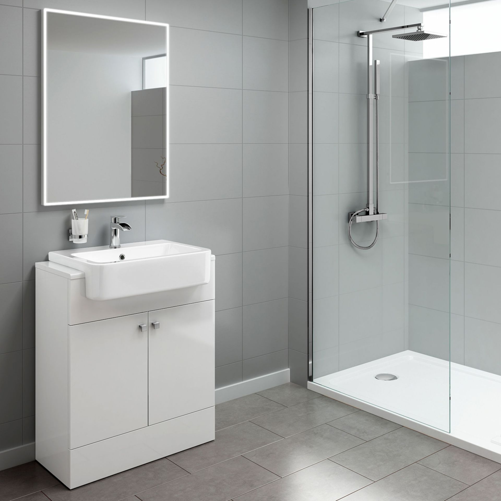 (ZL68) 660mm Harper Gloss White Basin Vanity Unit - Floor Standing. RRP £499.99. Comes complete with - Image 3 of 4
