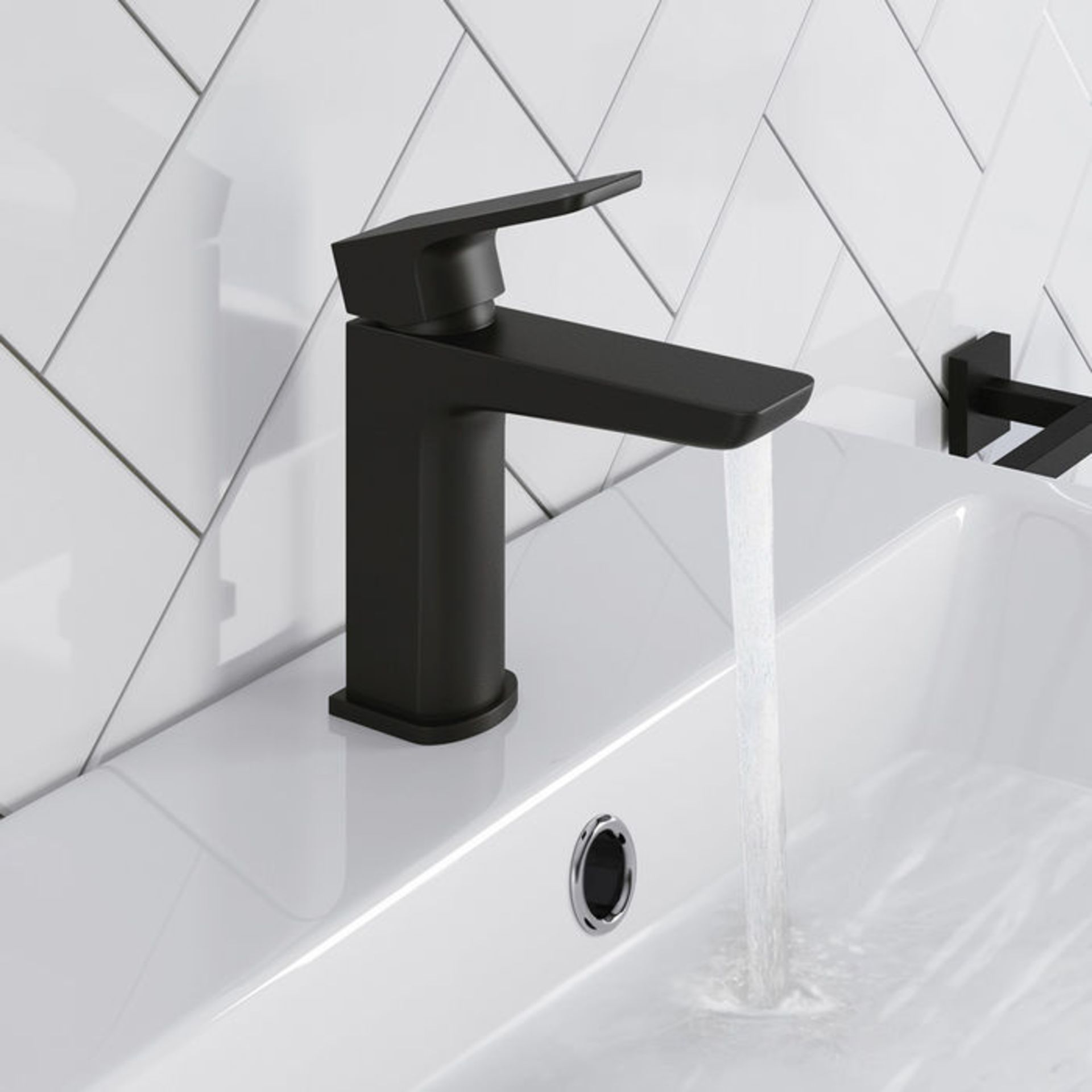 (ZL41) Cube Matte Black Basin Mixer Tap Contemporary matte finish Matte black accessories are at the