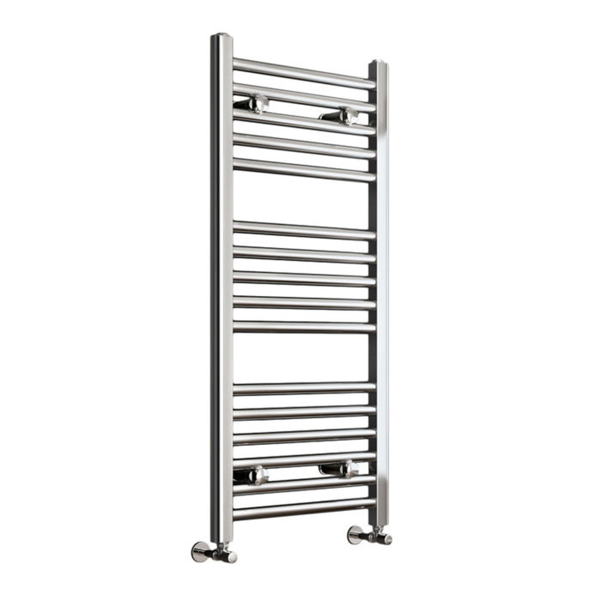 (ZL47) 1000x450mm - 25mm Tubes - Chrome Heated Straight Rail Ladder Towel Radiator. This premium - Image 5 of 5