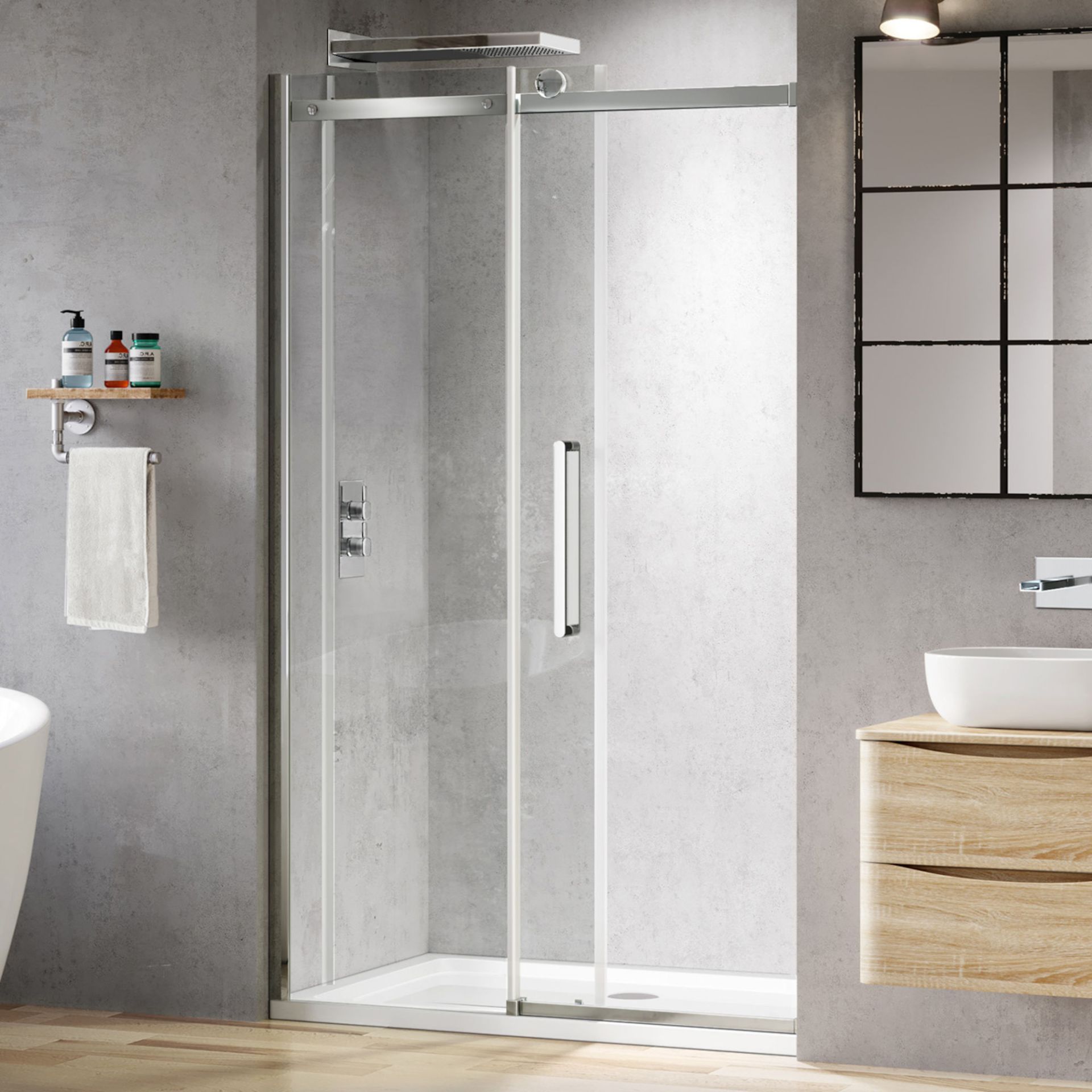 (ZL22) 1100mm - 8mm Designer Frameless EasyClean Sliding Shower Door . RRP £363.99. 8mm EasyClean