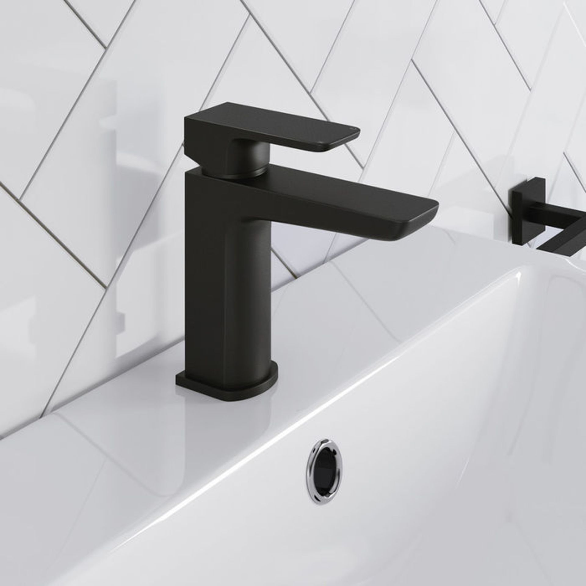 (ZL41) Cube Matte Black Basin Mixer Tap Contemporary matte finish Matte black accessories are at the - Image 3 of 4