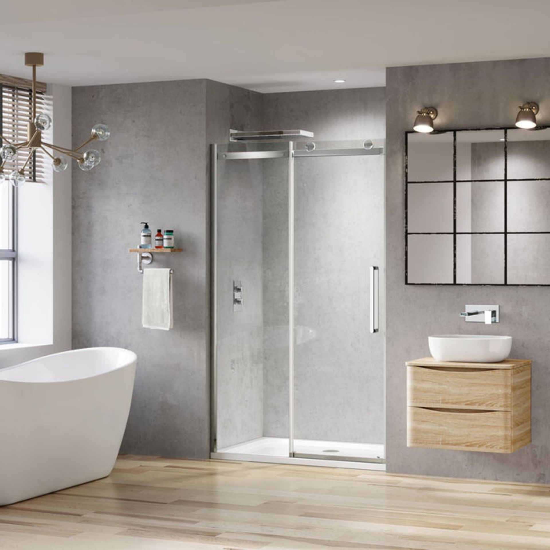 (ZL22) 1100mm - 8mm Designer Frameless EasyClean Sliding Shower Door . RRP £363.99. 8mm EasyClean - Image 4 of 4