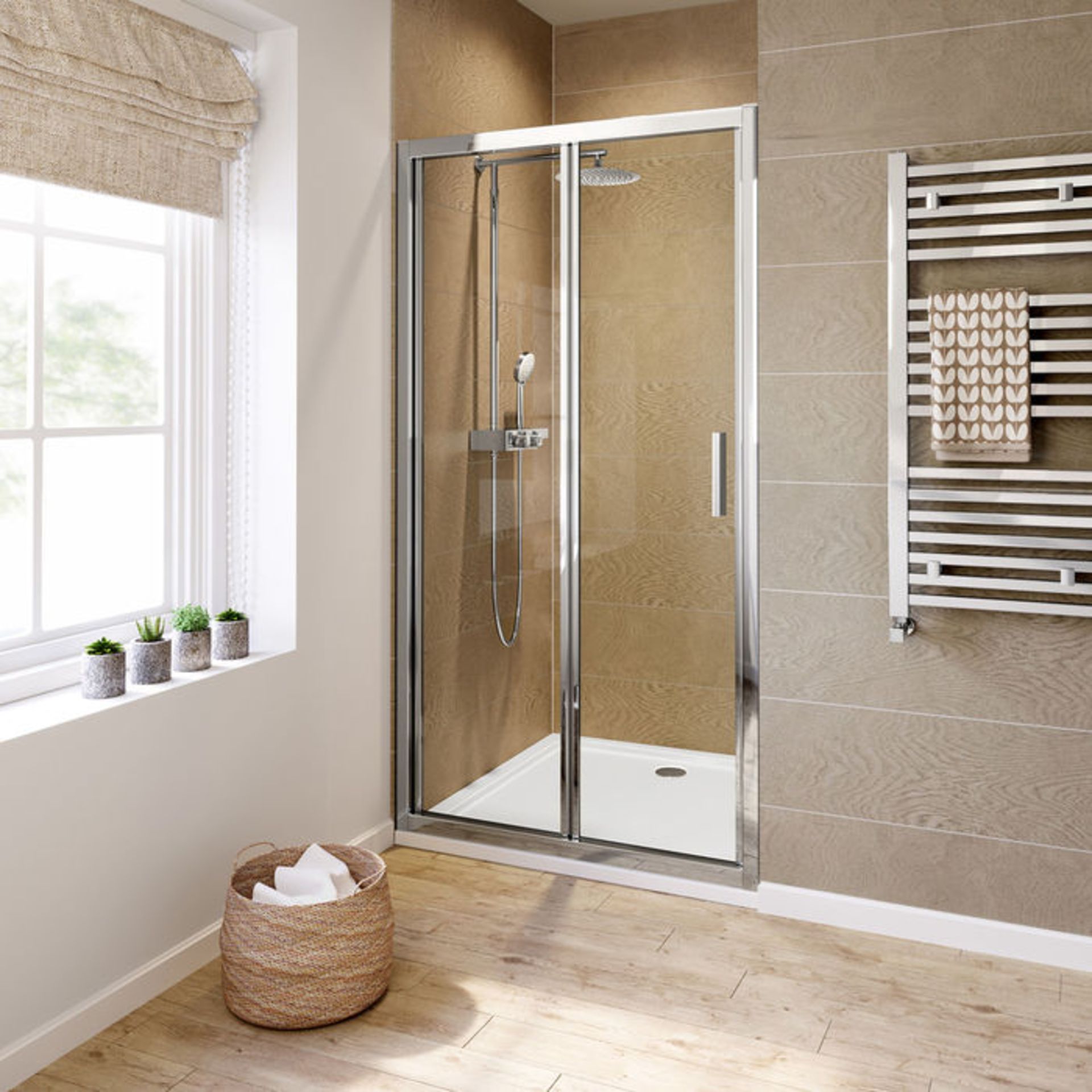 (ZL63) 1000mm - 6mm - Elements EasyClean Bifold Shower Door. RRP £299.99. 6mm Safety Glass - - Image 4 of 4