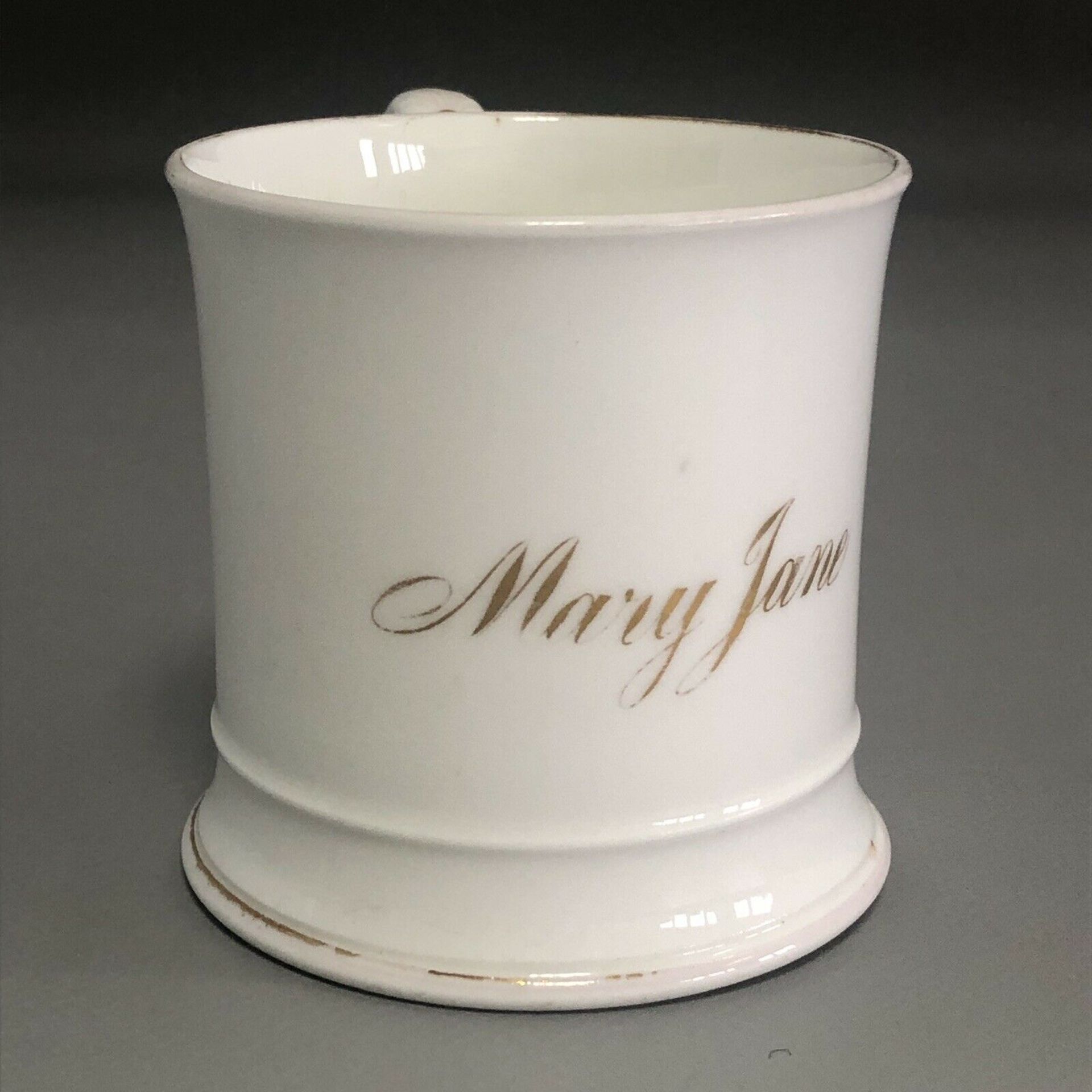 Antique 19th Century white porcelain child's tankard cup - named MARY JANE - Image 2 of 7