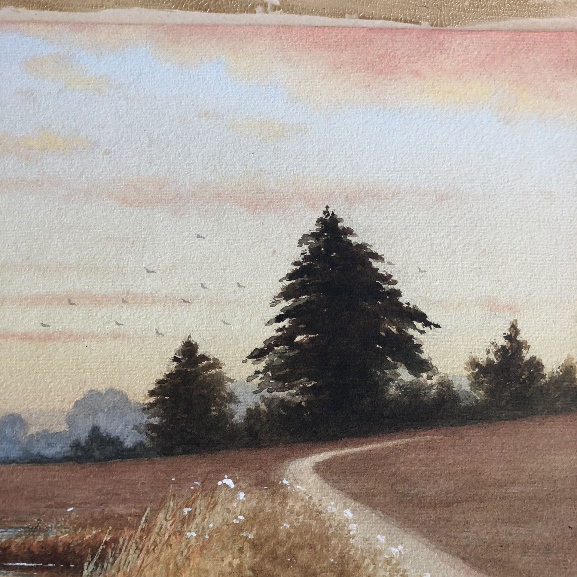 Original Watercolour signed HENRY DOLLOND HULKE Sunset Norfolk Broads Landscape - Image 3 of 6