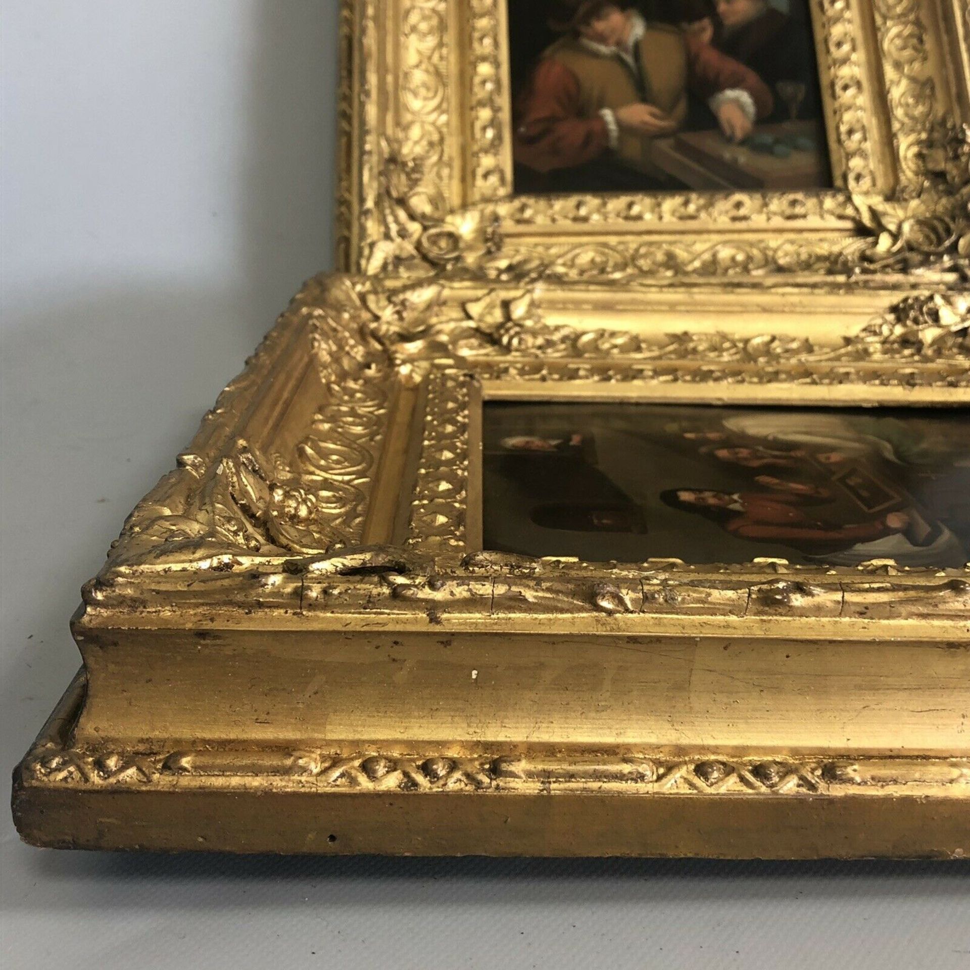 PAIR Antique Dutch Genre Oils on Metal Panel in Original Gilt Frames - 18thC - Image 4 of 13