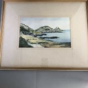 Original Signed Watercolour Painting Mumbles Lighthouse Swansea E Leyshon 1920s