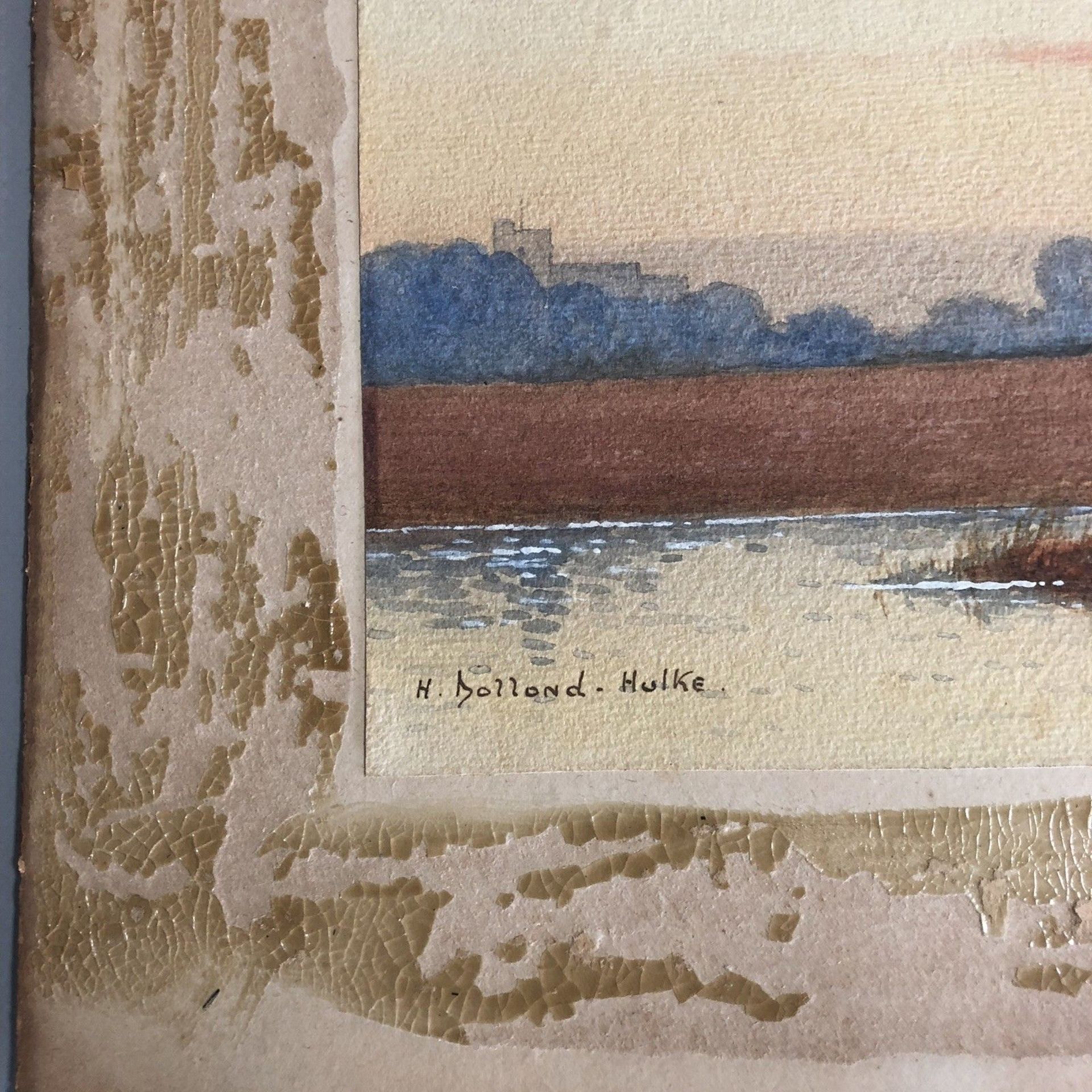 Original Watercolour signed HENRY DOLLOND HULKE Sunset Norfolk Broads Landscape - Image 2 of 6