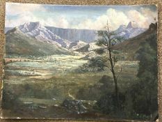 Vintage signed original acrylic painting on board DONALD H FLOYD Landscape