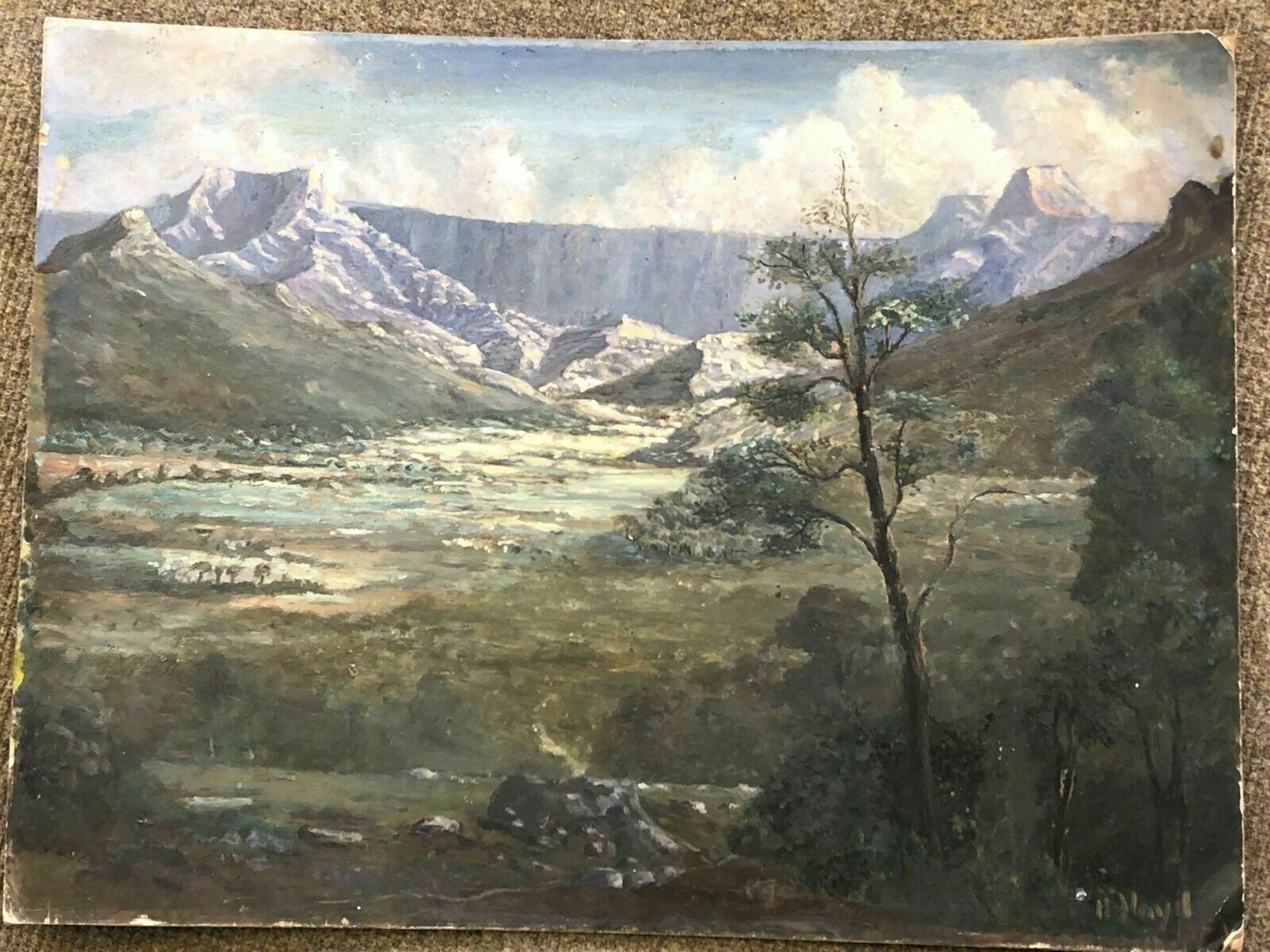 Vintage signed original acrylic painting on board DONALD H FLOYD Landscape