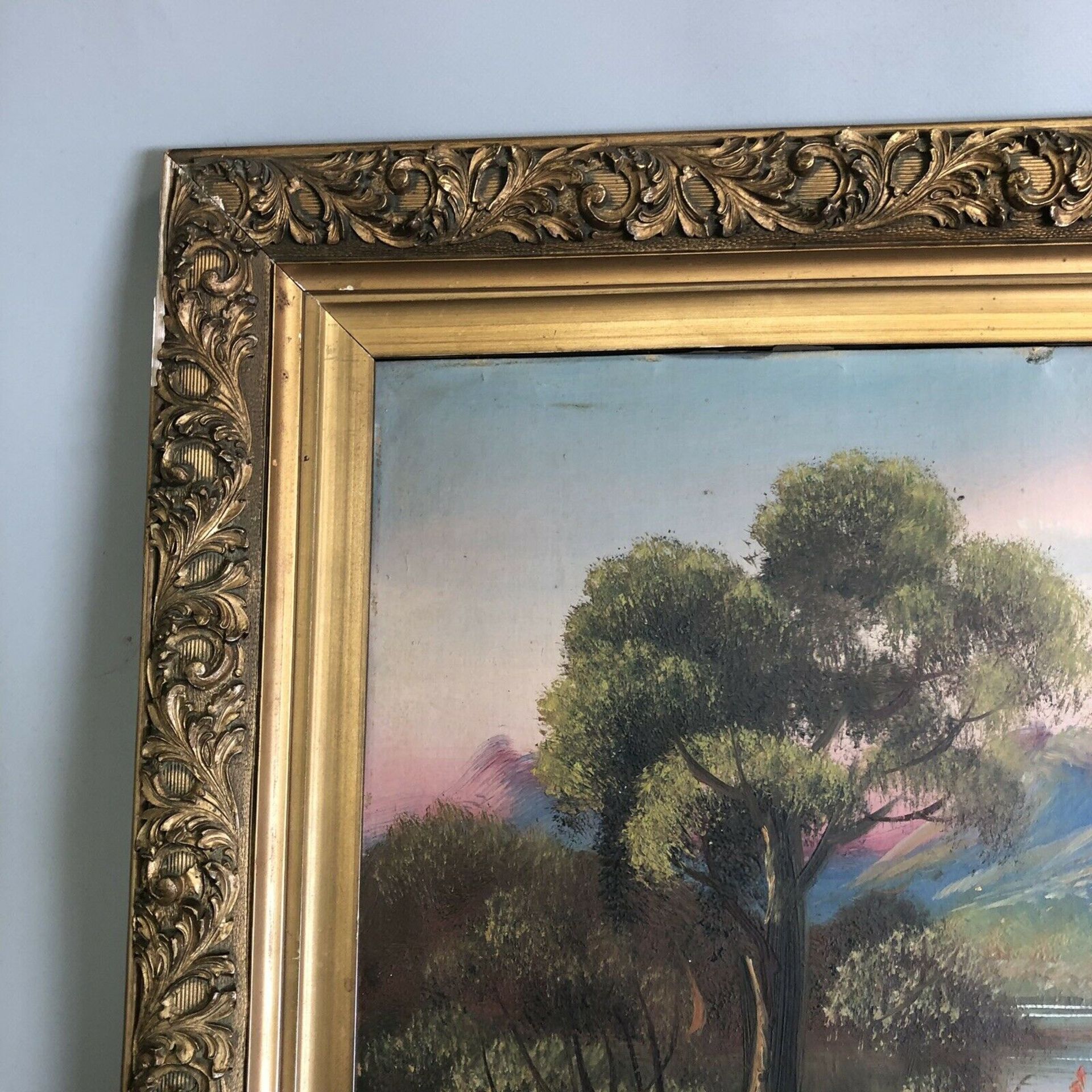 Original Signed Antique 19th C. Oil on Board Painting Landscape Signed F CAMP - Image 7 of 10