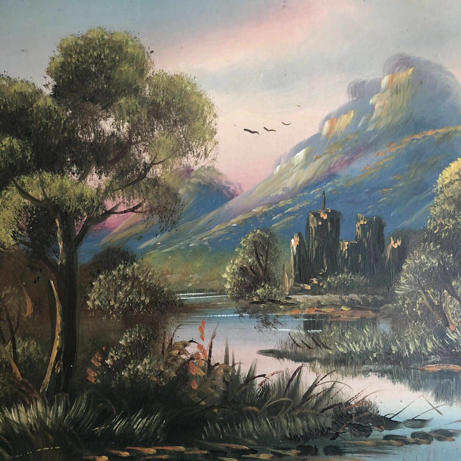 Original Signed Antique 19th C. Oil on Board Painting Landscape Signed F CAMP - Image 3 of 10