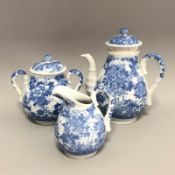 Japanese Meiji Seto Ware Blue & White Porcelain Three Piece Bachelor's Tea Set