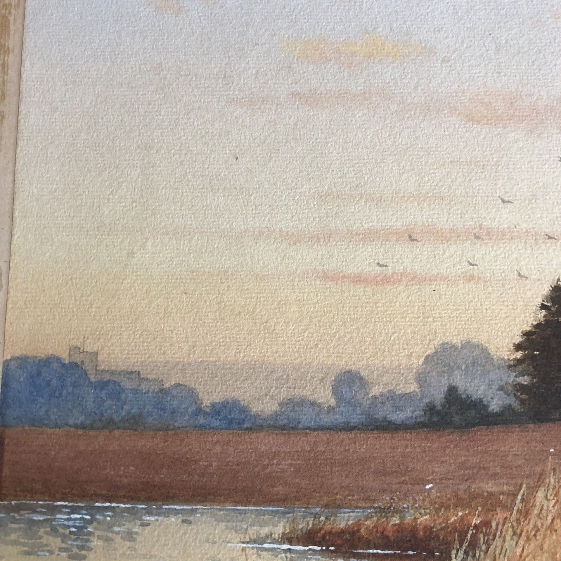 Original Watercolour signed HENRY DOLLOND HULKE Sunset Norfolk Broads Landscape - Image 4 of 6