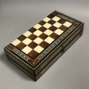 Lovely Antique Syrian Marquetry Mosaic Inlaid Folding Chess Box Backgammon Box