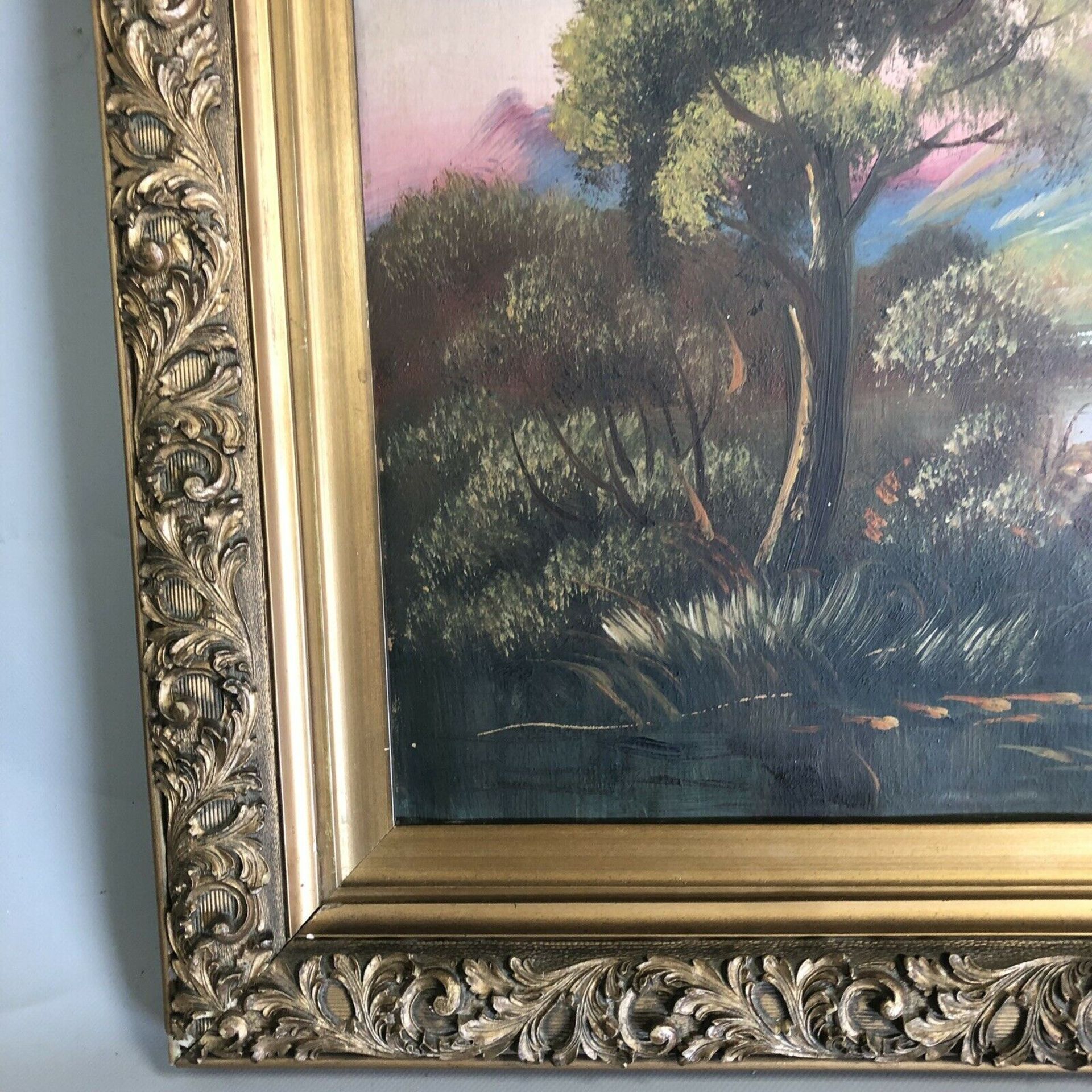 Original Signed Antique 19th C. Oil on Board Painting Landscape Signed F CAMP - Image 6 of 10