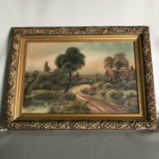 Original Signed Antique 19th C. Oil on Board Painting Landscape Signed F CAMP