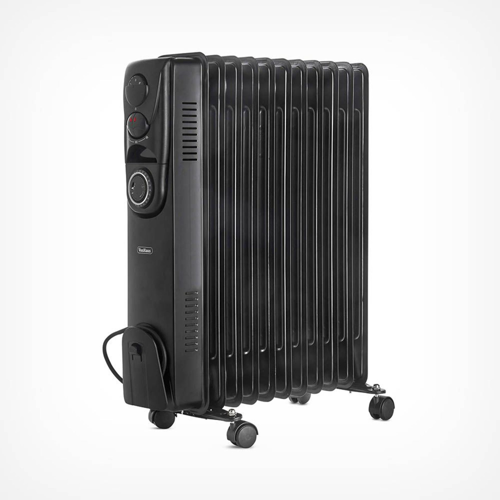 11 Fin 2500W Oil Filled Radiator - Black 2500W radiator with 11 oil-filled fins for heating mid to - Image 5 of 5