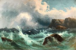 Cedric Gray (Fl.1880-1900) Pair Of Large Seascape Oil Paintings