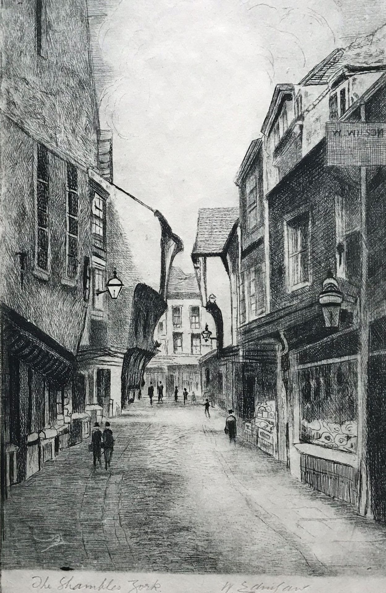 Walter Edwin Law, Pencil Signed And Titled Etching "The Shambles" York