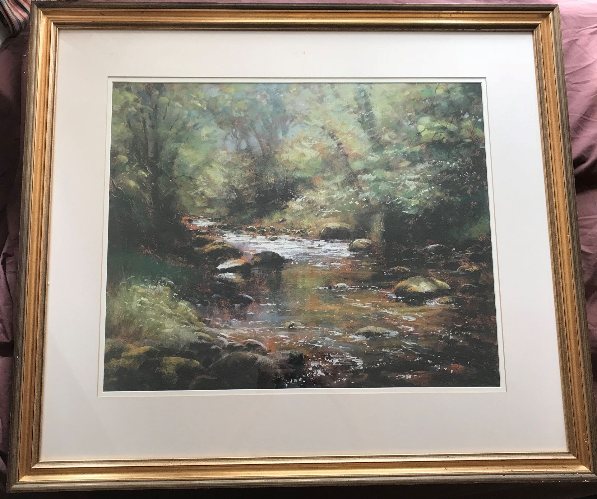 Original Signed Pastel By Robert Turnbull Stream In Dappled Sunshine - Image 2 of 4