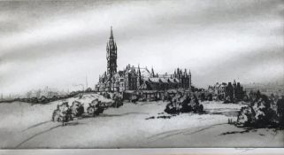 Tom Maxwell Pencil Signed Etching "Glasgow University"