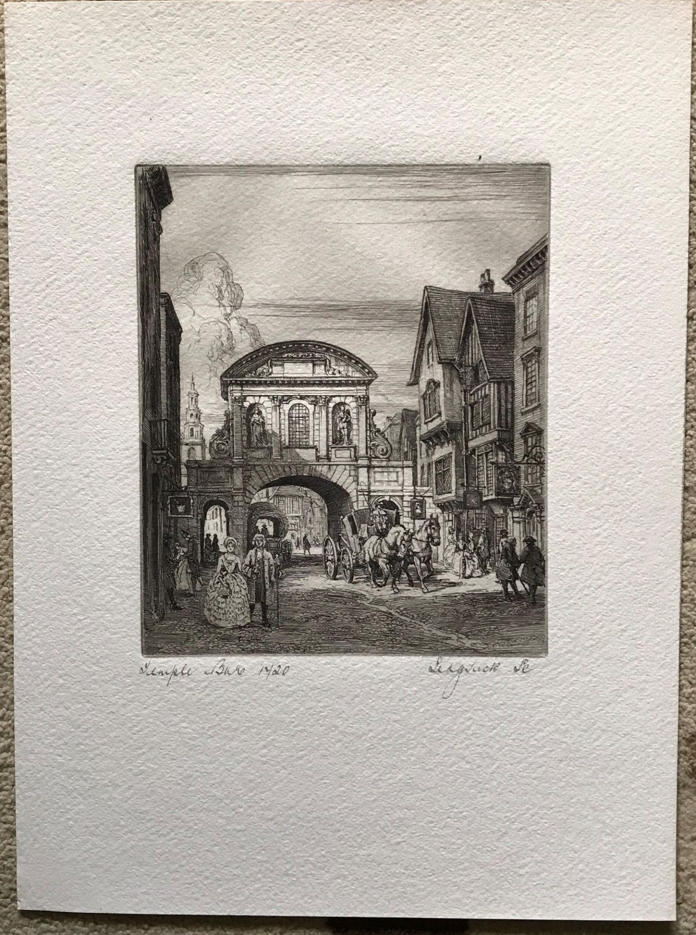 Original Signed And Titled Etching "Temple Gate" London By Sedgwick - Image 3 of 5