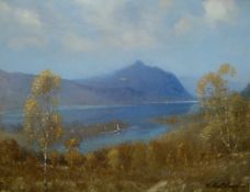 Robert Houston, Scottish 1891-1942 Signed Oil On Canvas Loch Lomond, Ben Lomond