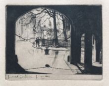 Small Titled Etching Signed In The Plate M.V "Lincons Inn" London