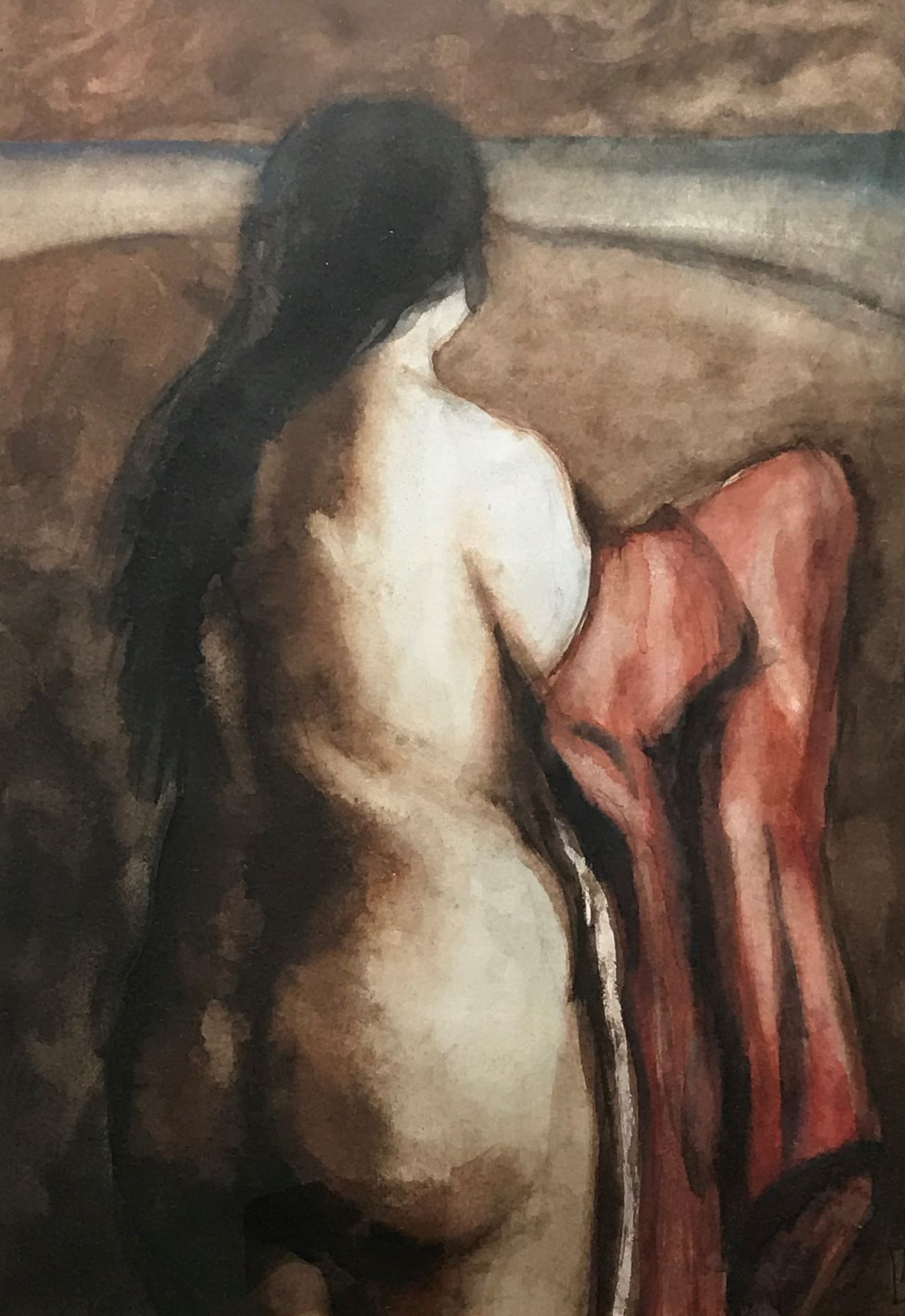 Gordon Brown Scottish Artist Watercolour Painting “Red Robe”