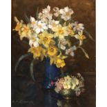 Agnes M Cowieson (1880-1940) Signed Oil Floral Still Life "Daffodils"